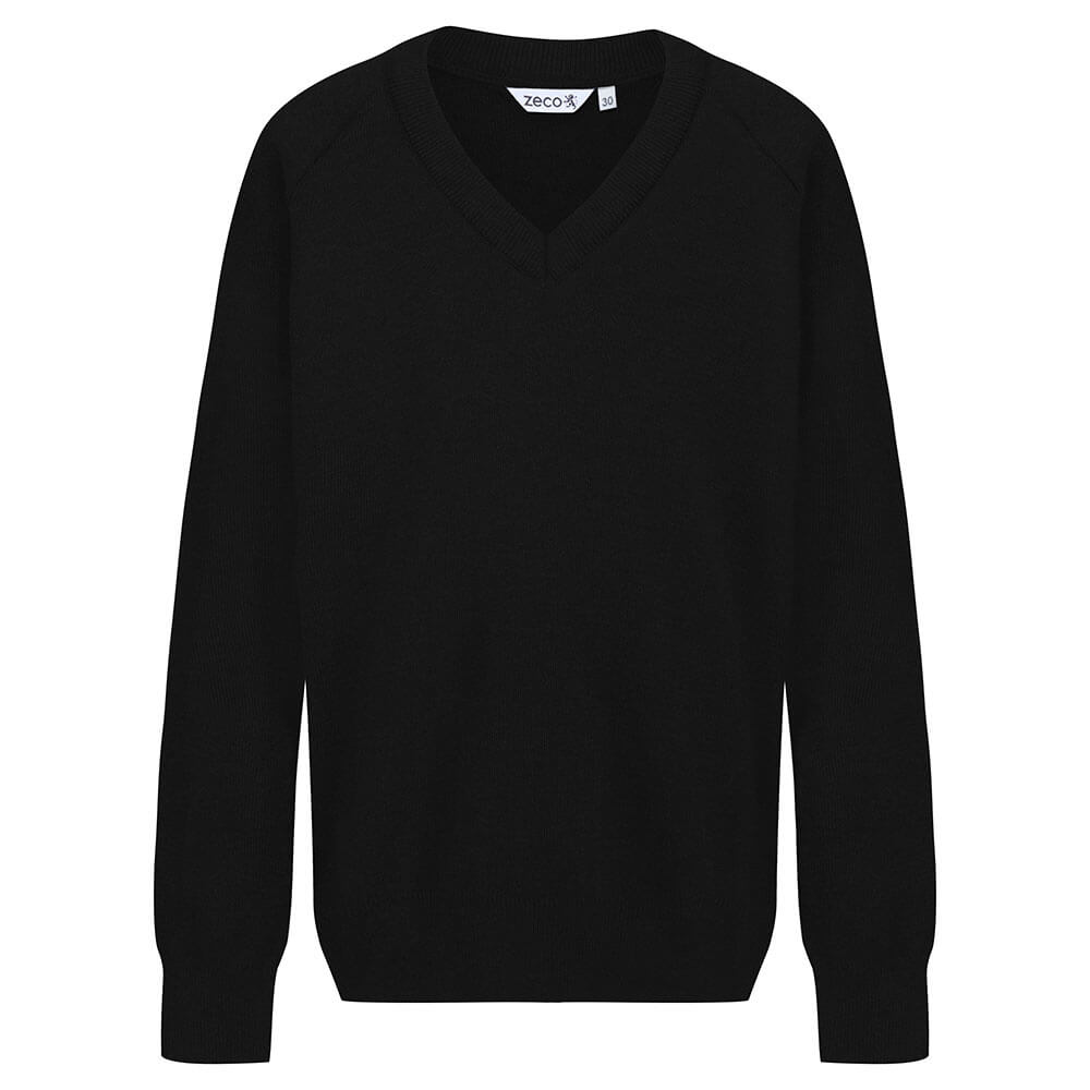 Black Unisex V Neck Jumper