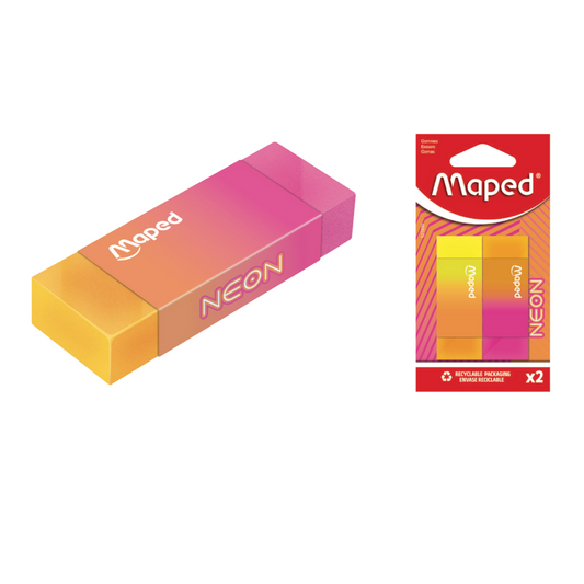 Neon Large Sleeved Eraser Twin Pack